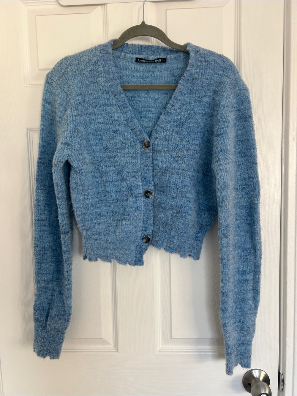 Andersson Bell Lua cardigan - Fuzzy V-Neck Button Cardigan Sweater, blue